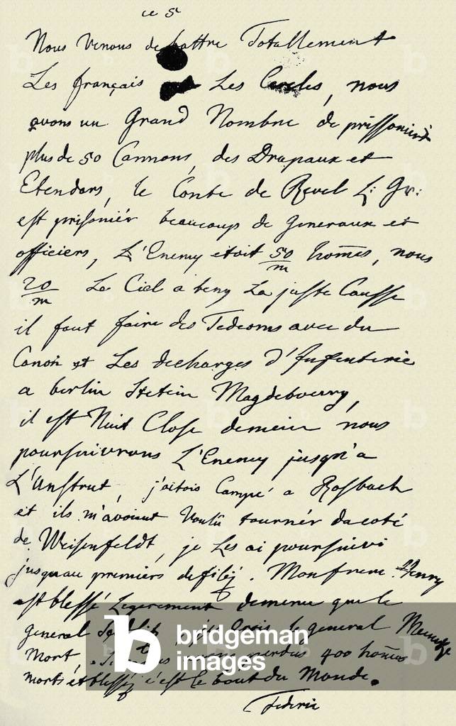 Handwritten letter from Frederick the Great -