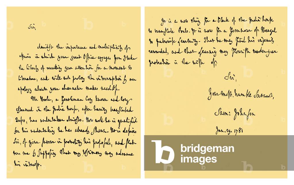 Autograph: Dr Samuel Johnson, 1781.