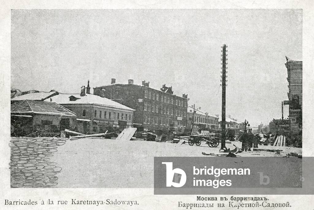 Street barricades during 1905 Russian Revolution