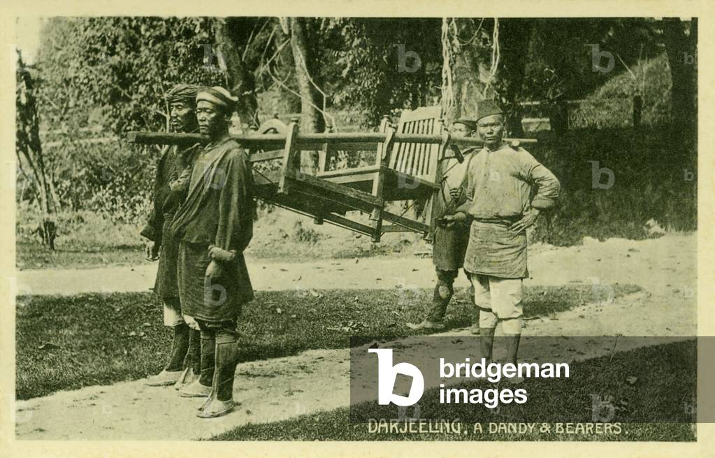 Indian palanquin bearers, Darjeeling