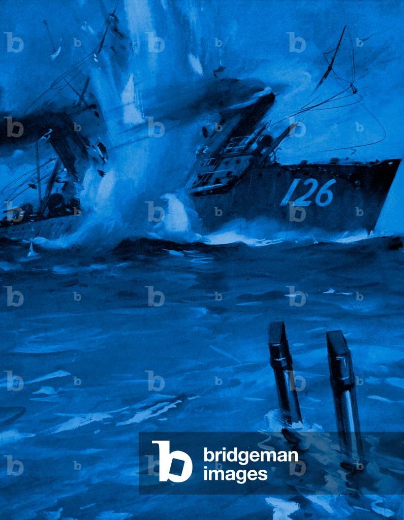 World War I- Submarine sinking a German Destroyer