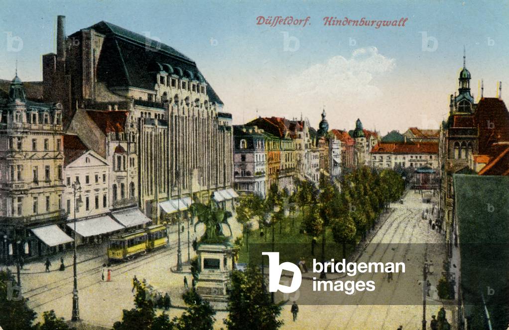 Dusseldorf Hindenburgwall street, early 20th century (postcard)