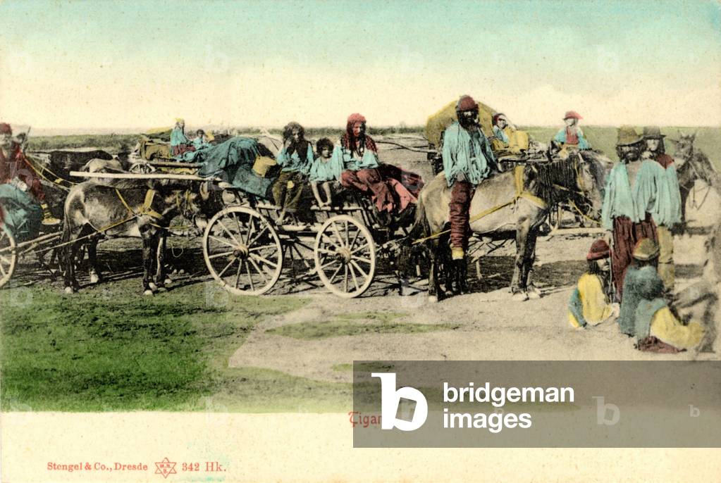 Gypsies in an encampment in Romania