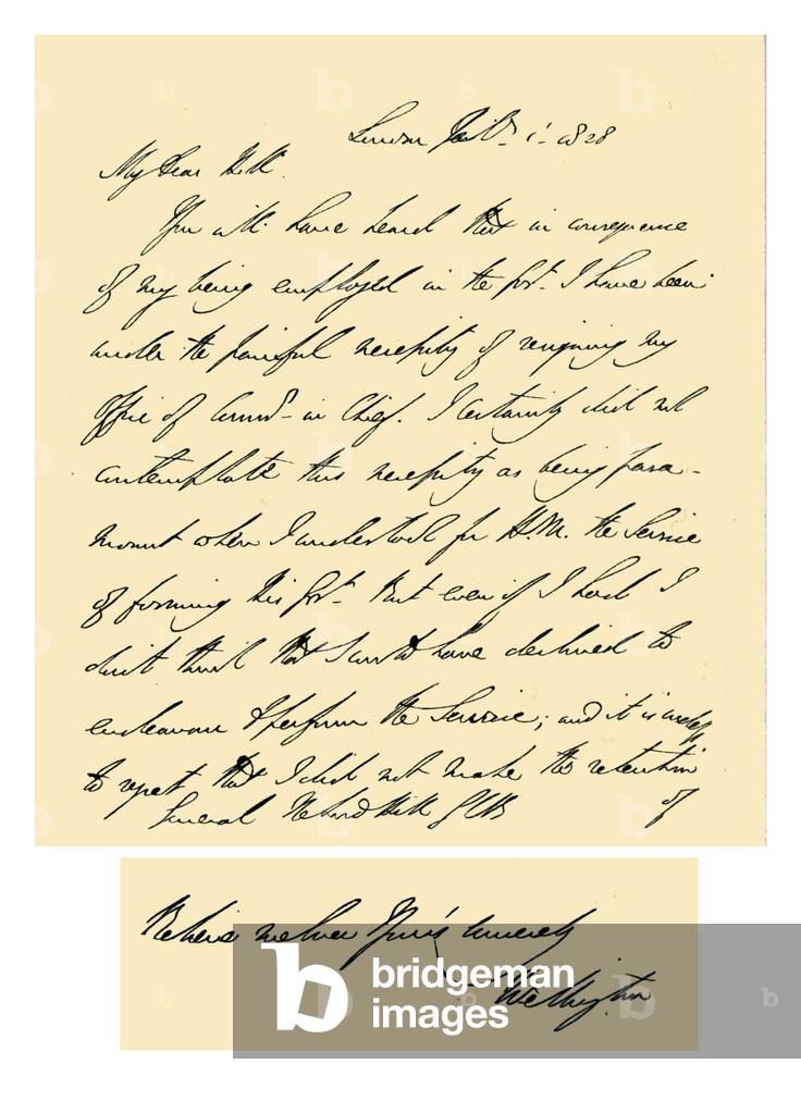 Autograph: Arthur Wellesley, Duke of Wellington, 1828.