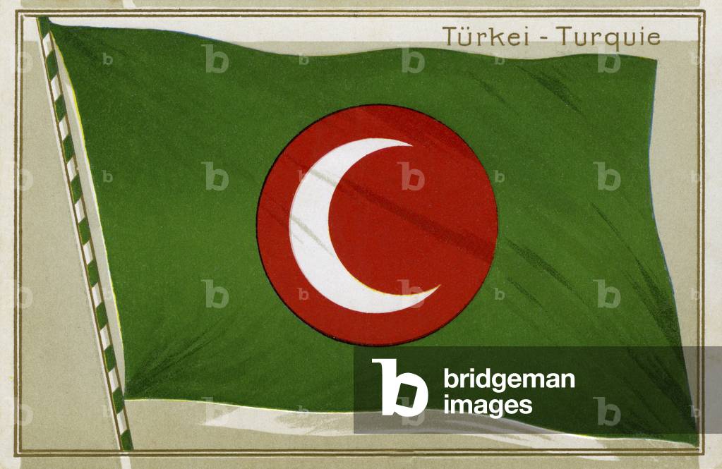 Caliphate Standard of Abdülmecid II, late 19th/beg 20th century (postcard)