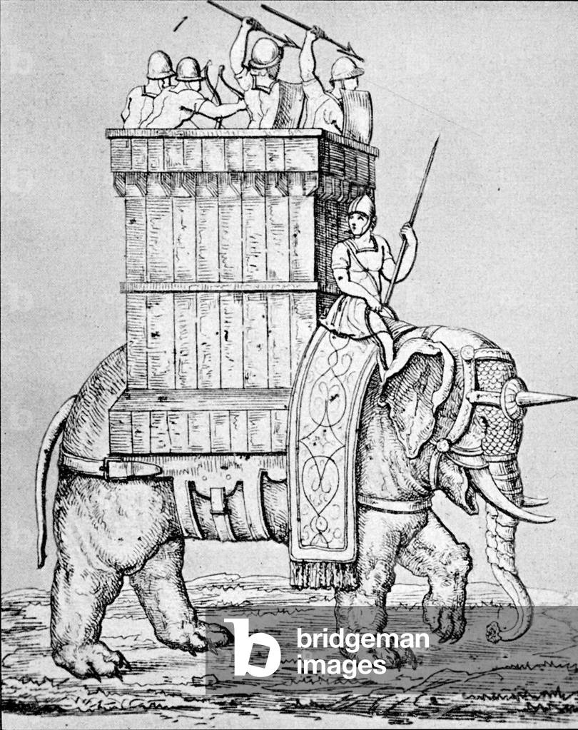 War elephant carrying Roman soldiers