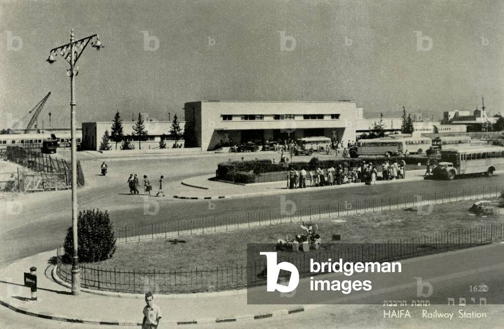 Haifa Railway Station, Israel, 1950s (postcard)