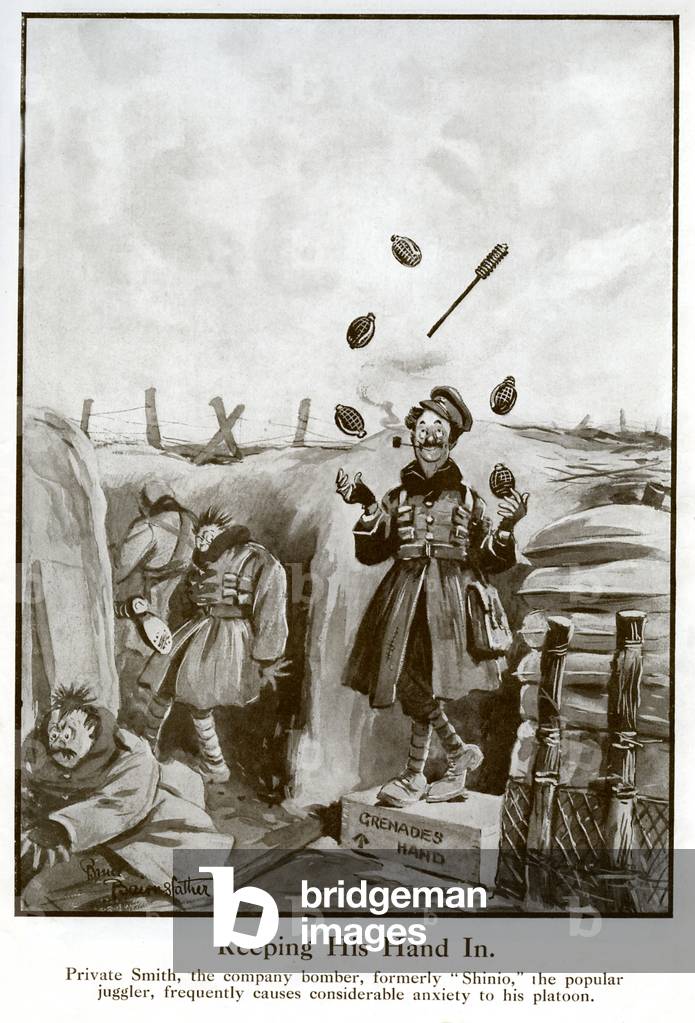 'Keeping His Hand In - World War 1 caricature