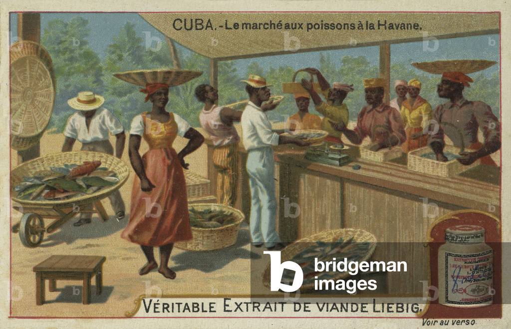 Fishmarket at Havana, 19th century (chromo)