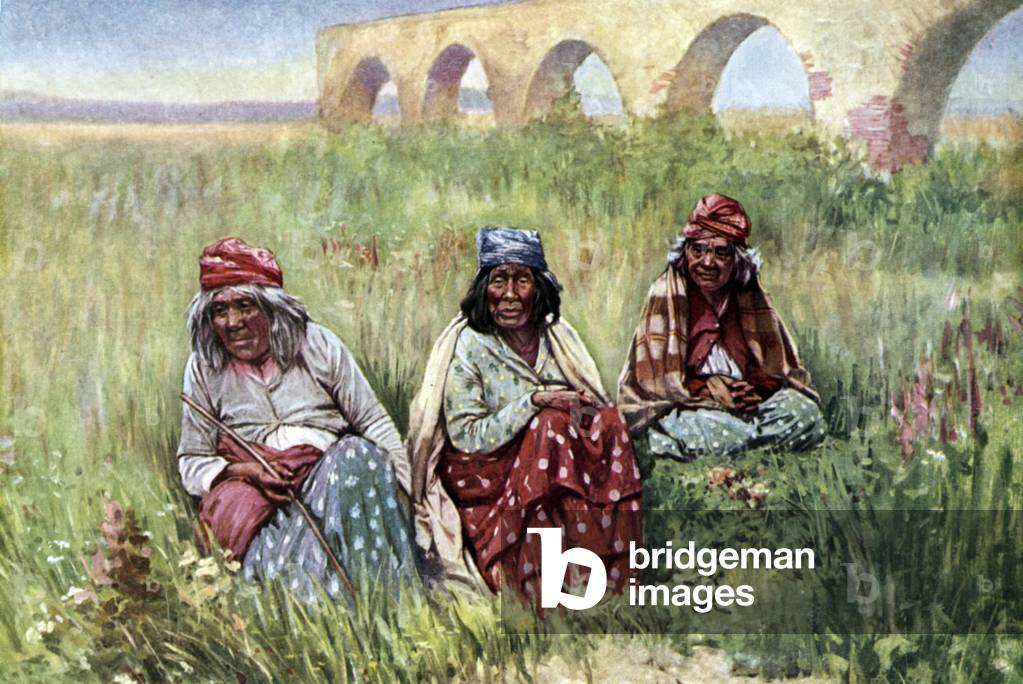 Elderly Native American women, California, 1920 (print)