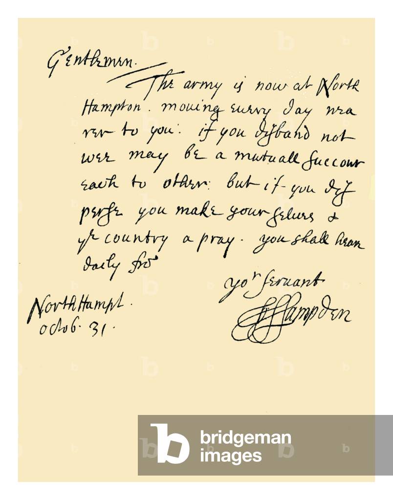 Autograph: John Hampden, 1642.