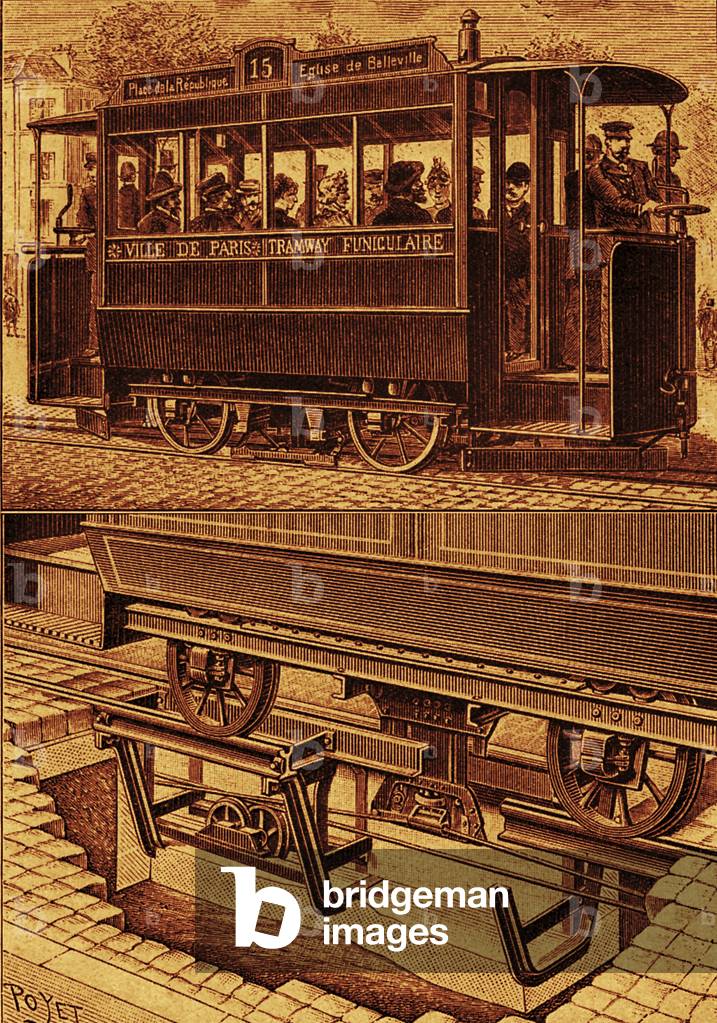 Cable tram of Belleville, Paris, 1890