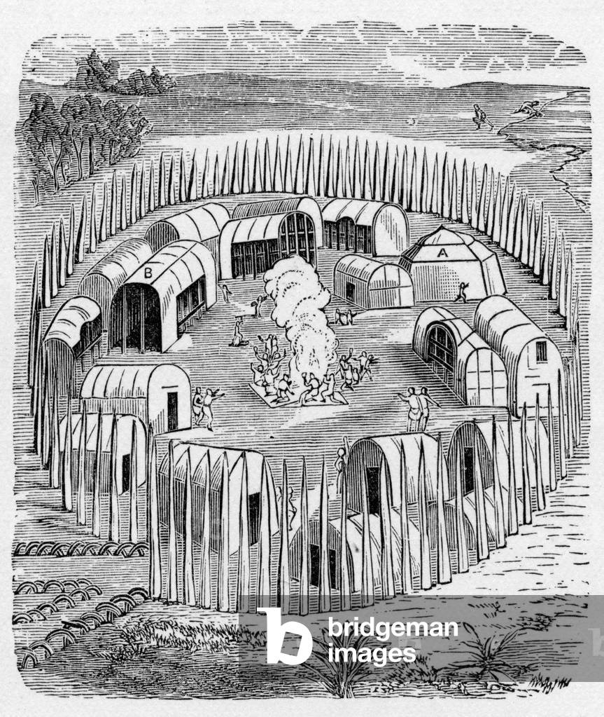 Palisaded Iroquois village, 1887 (print)