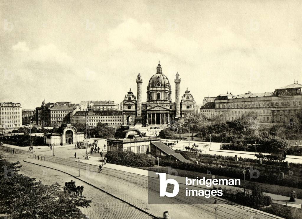 Karlsplatz in Vienna, c.1900s (postcard)