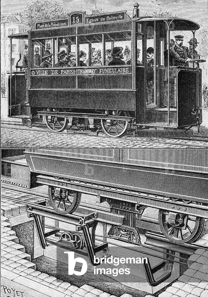 Cable tram of Belleville, Paris, 1890