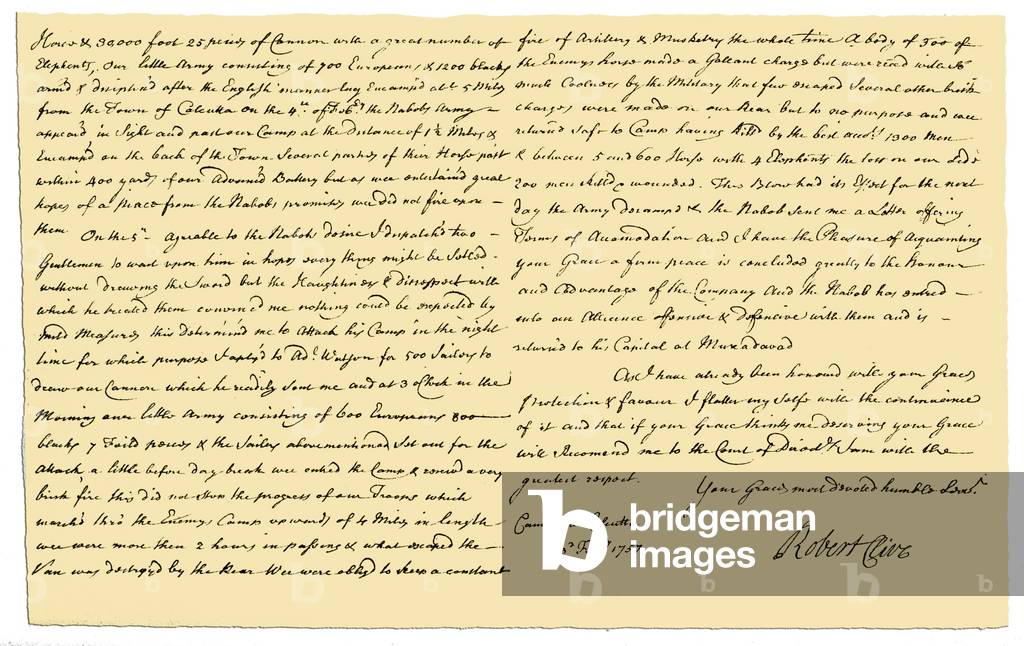 Autograph: Robert Clive, Lord Clive, 1757.