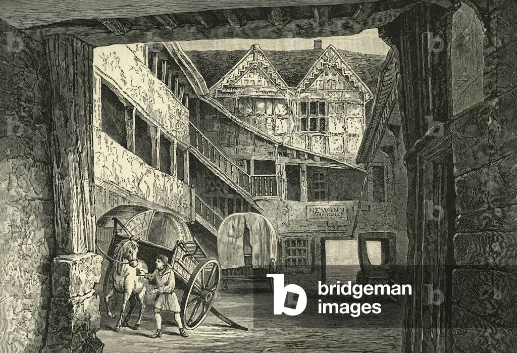 The New Inn, Gloucester, illustration for 'A Short History of The English People (Vol II)' by John Richard Green, 1874 (engraving)