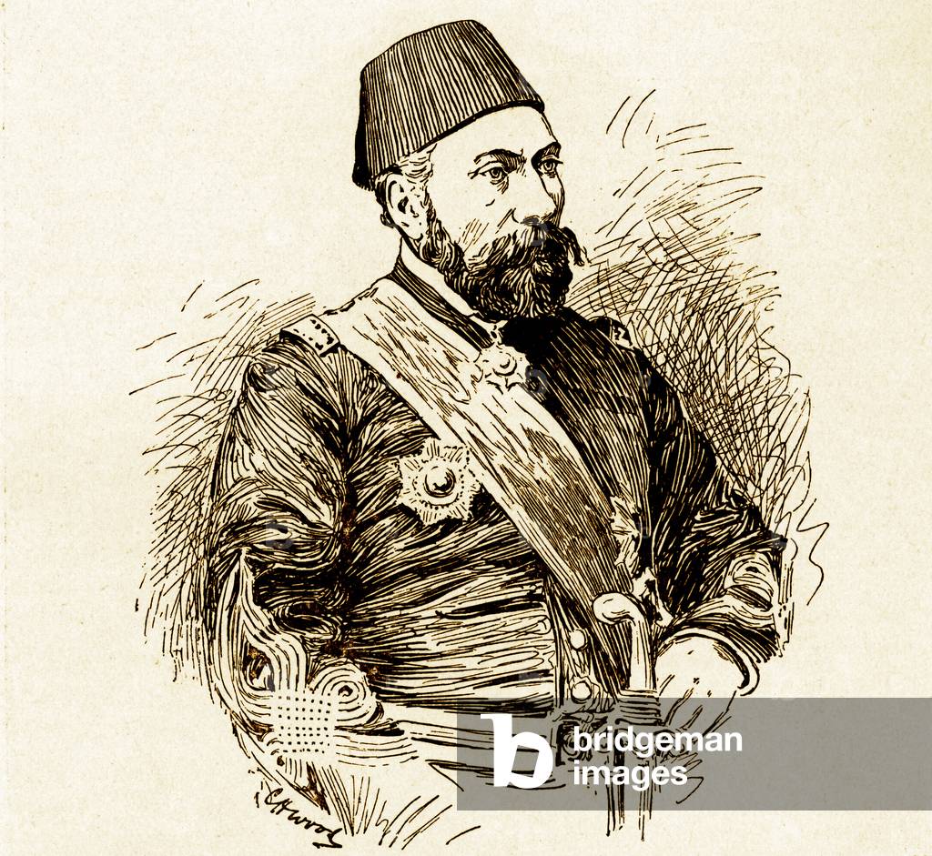 Portrait of Osman Pasha (The Defender of Plevna), 19th century (engraving)