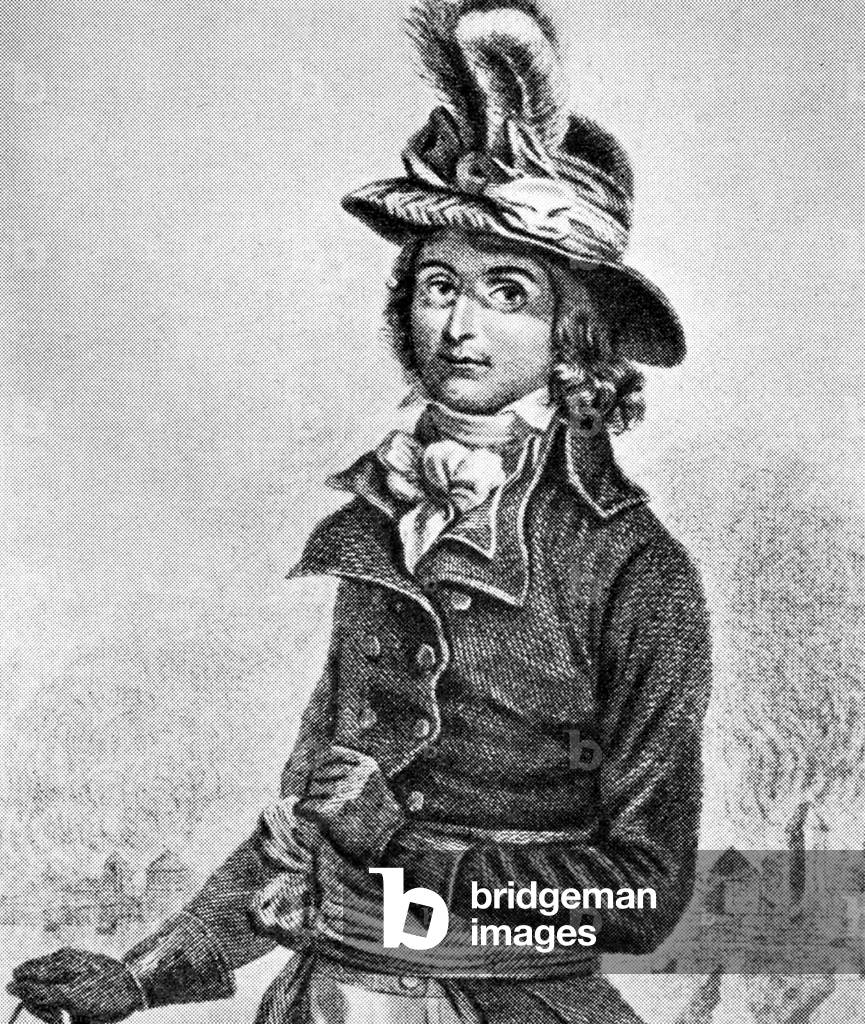 Portrait of the French revolutionary Saint Just, 18th century (print)