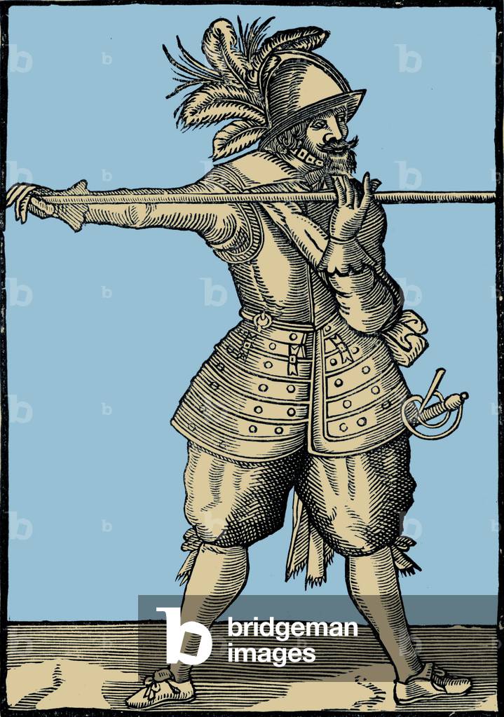 Pikeman from the time of James I of England, 17th century (print)