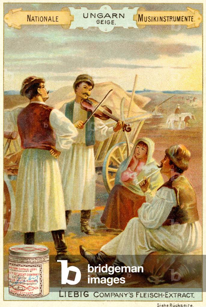 Hungarian gypsy playing fiddle (chromo)