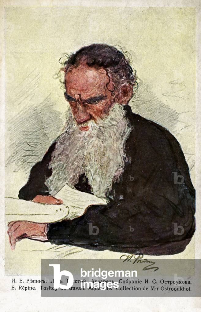 Leo Tolstoy at work by Repin