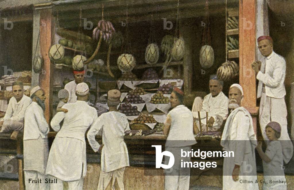 Fruit stall in colonial India