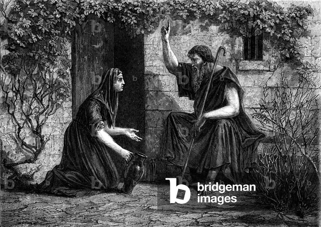 Elijah claiming the hospitality of the widow - Bible