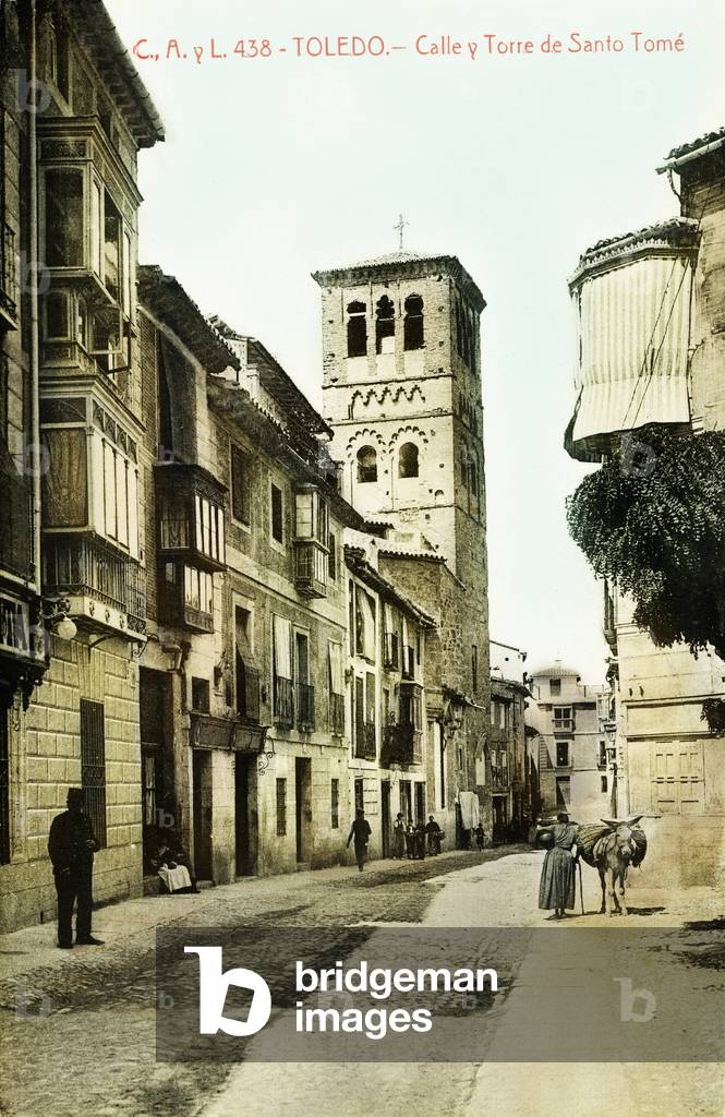Toledo. Calle y Torre de Santo Tomé