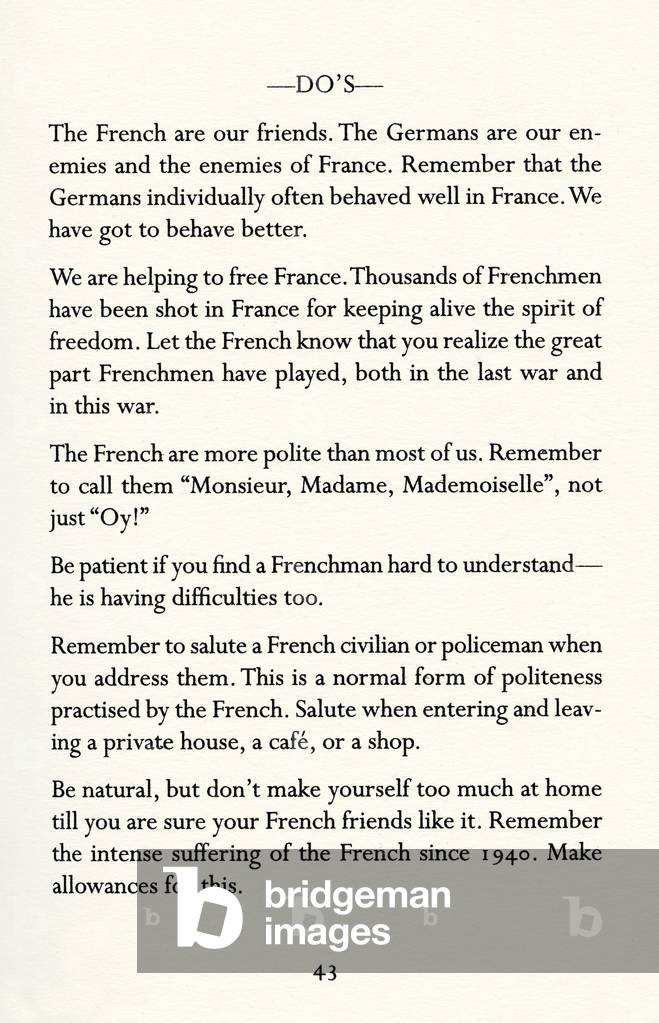 Instructions for British Servicemen in France 1944