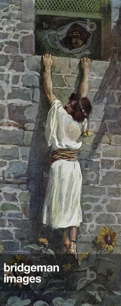 David makes his escape by J James Tissot - Bible