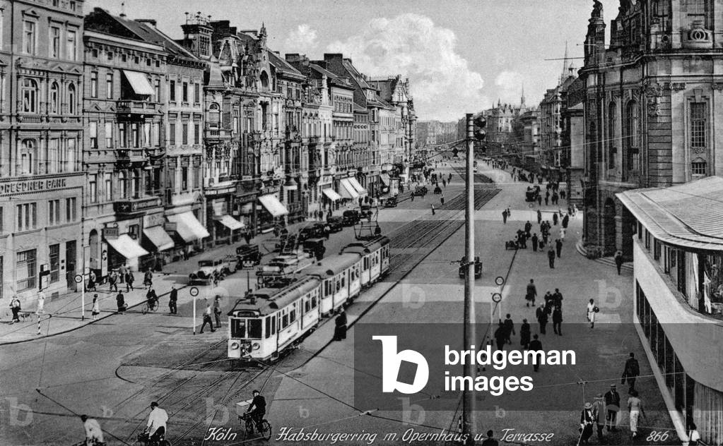 Cologne, Germany, c. 1940s. Habsburgerring m.Opernhaus u. Terrasse. (postcard)