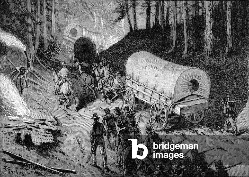 On the road to Warrenton, Virginia during the American Civil War (engraving)