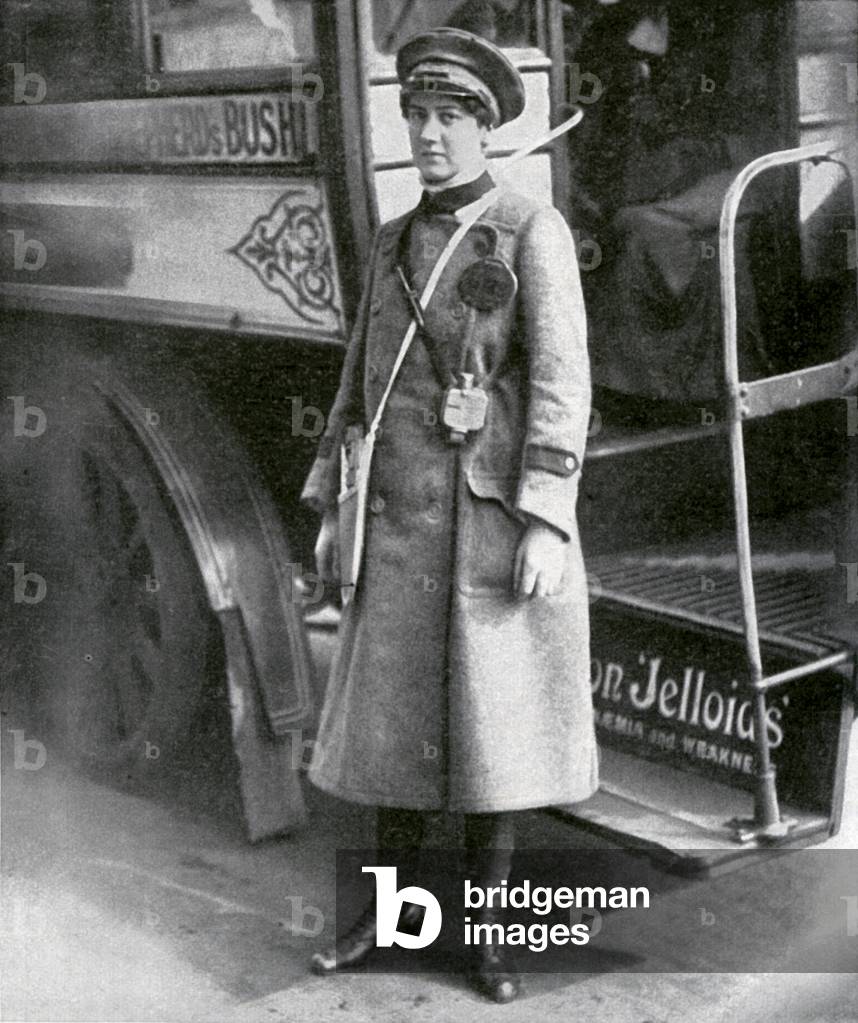 Female bus conductor during World War 1
