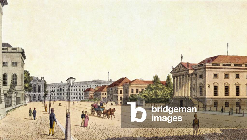 Berlin - 'Unter den Linden' boulevard and the Berlin State Opera House , end of 19th /beg of 20th century (print)