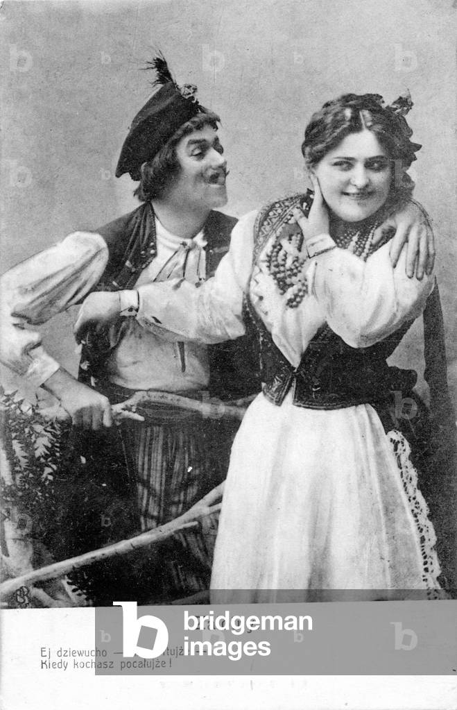 A courting couple in Polish dress