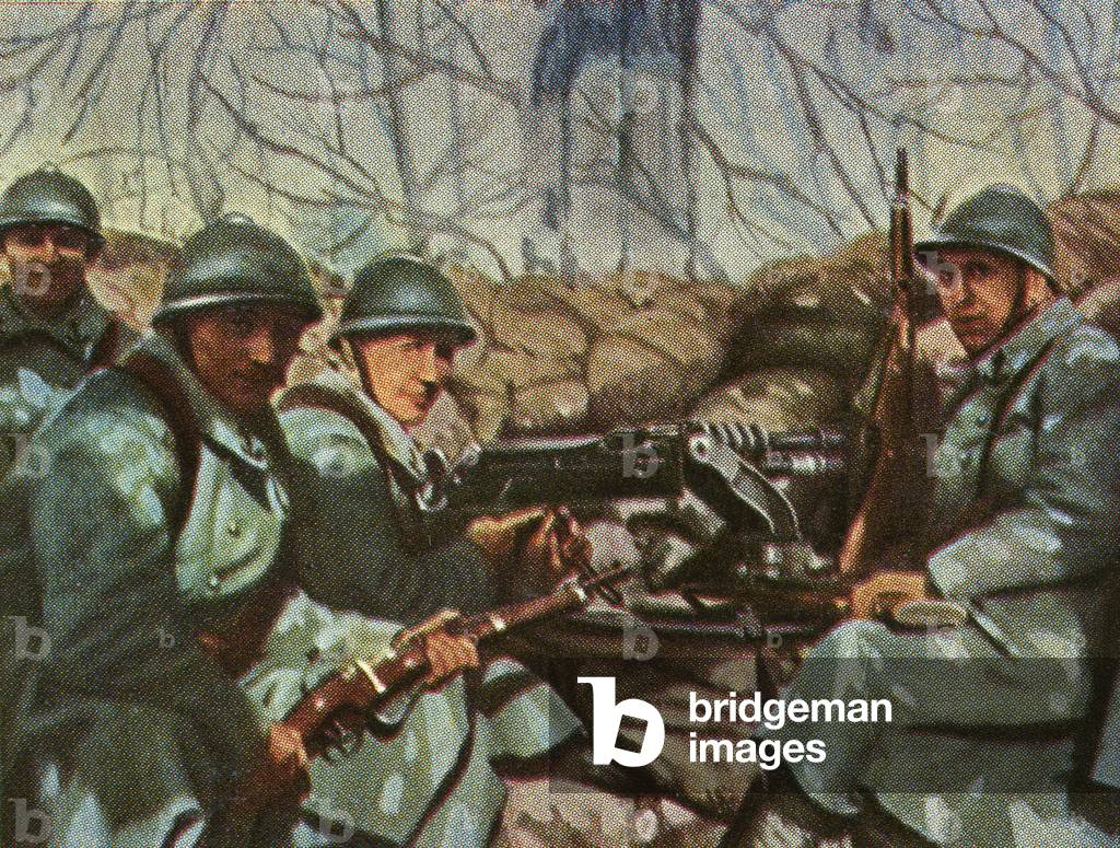 French infantrymen with light machine guns.