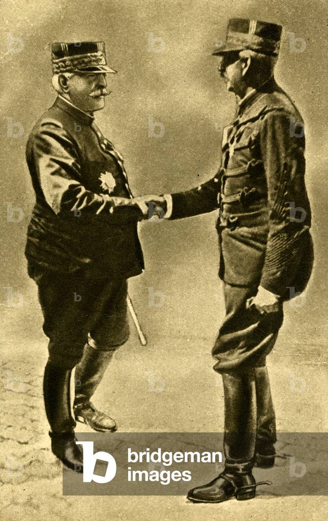General Joffre congratulates a hero in World War I