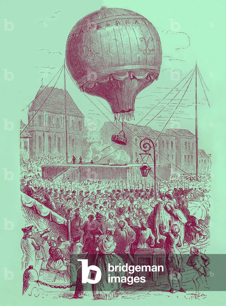 Ascent of  Montgolfier hot air balloon