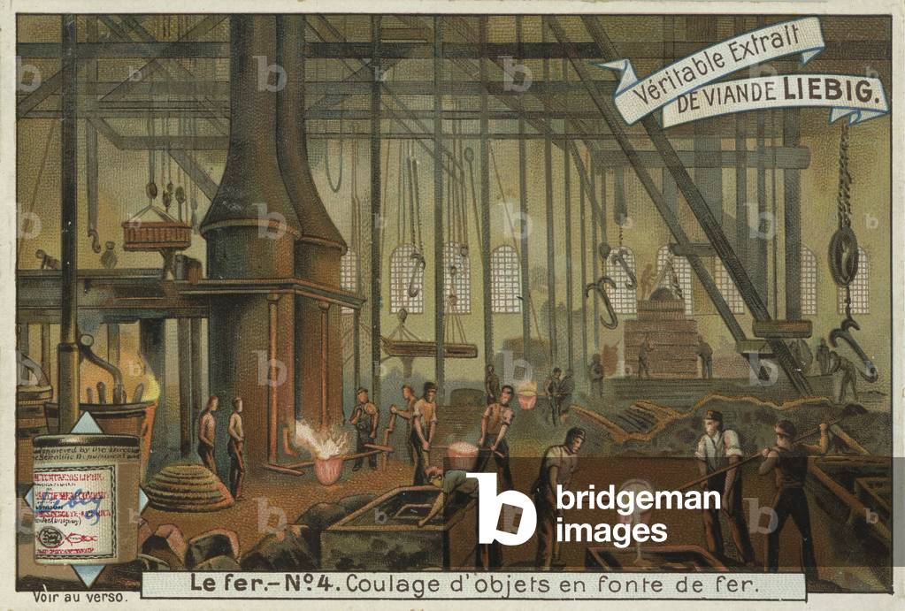 Casting iron objects, 19th century (chromo)