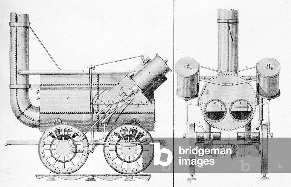 Locomotive 'Lancashire Witch', designed by Robert Stephenson, 1828 (print)