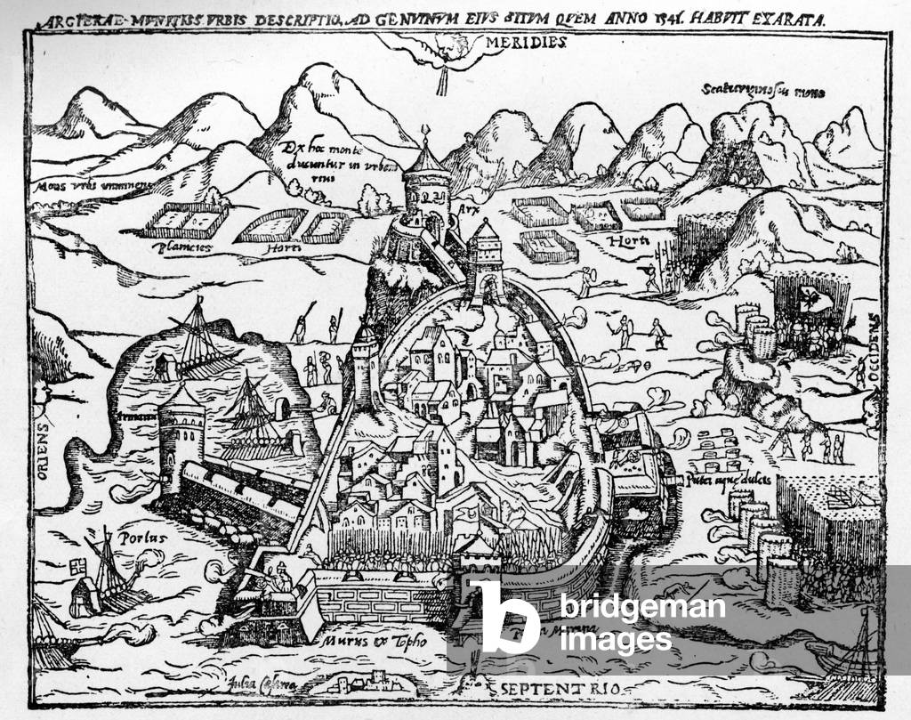 Map of Algiers, 16th century.