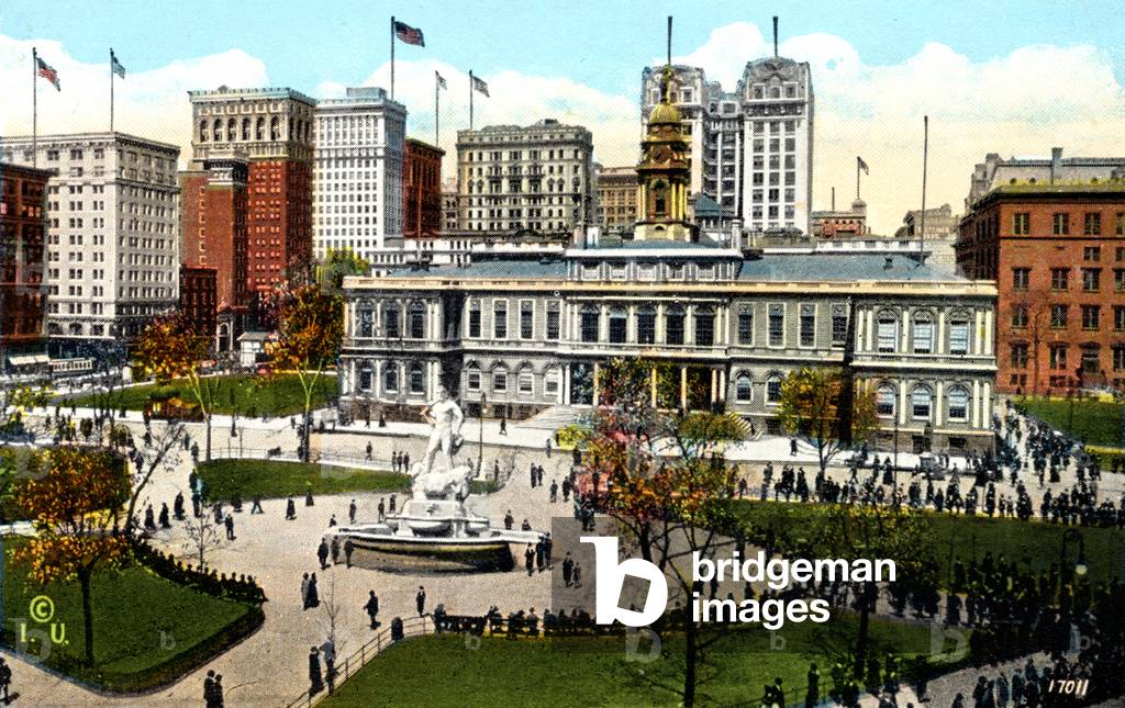 City Hall and Park NY, , early 20th century (postcard)