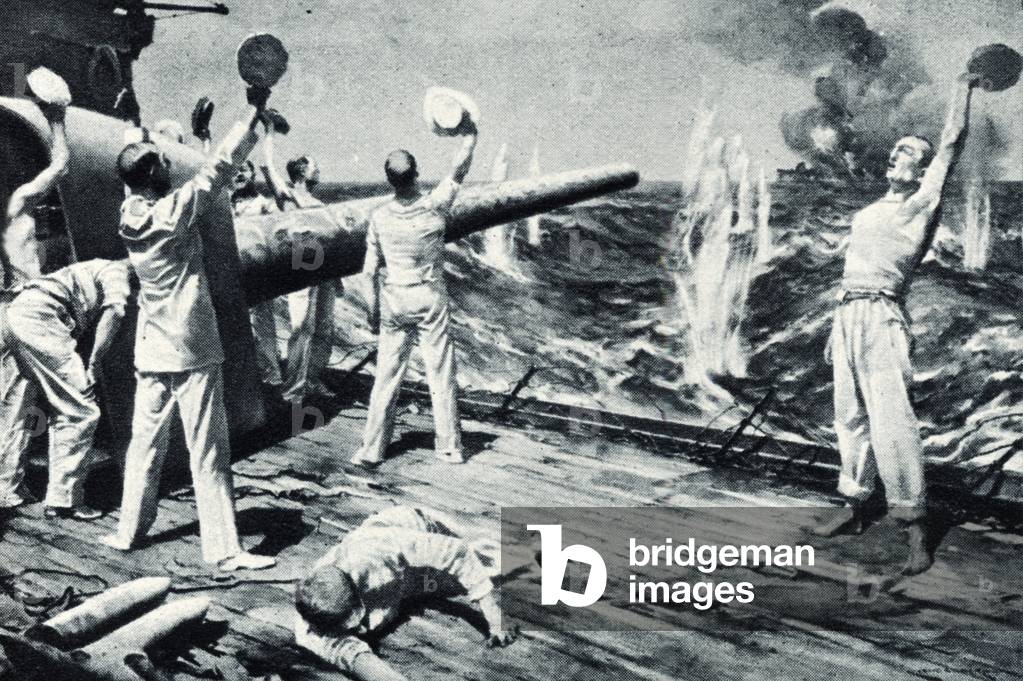 'The 'Sydney' Sinking the Emden, 1914 (print)