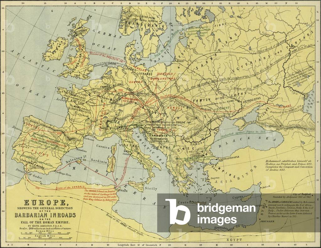 Map of Europe at the fall of the Roman Empire