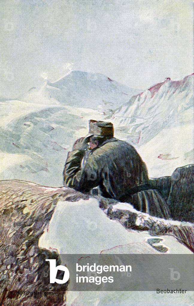 German observer in the snow, during World War I