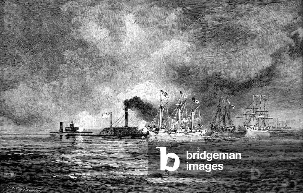 USS Monongahela ramming CSS Tennessee at the Battle of Mobile Bay on 5 August, 1864 - American Civil War (print)