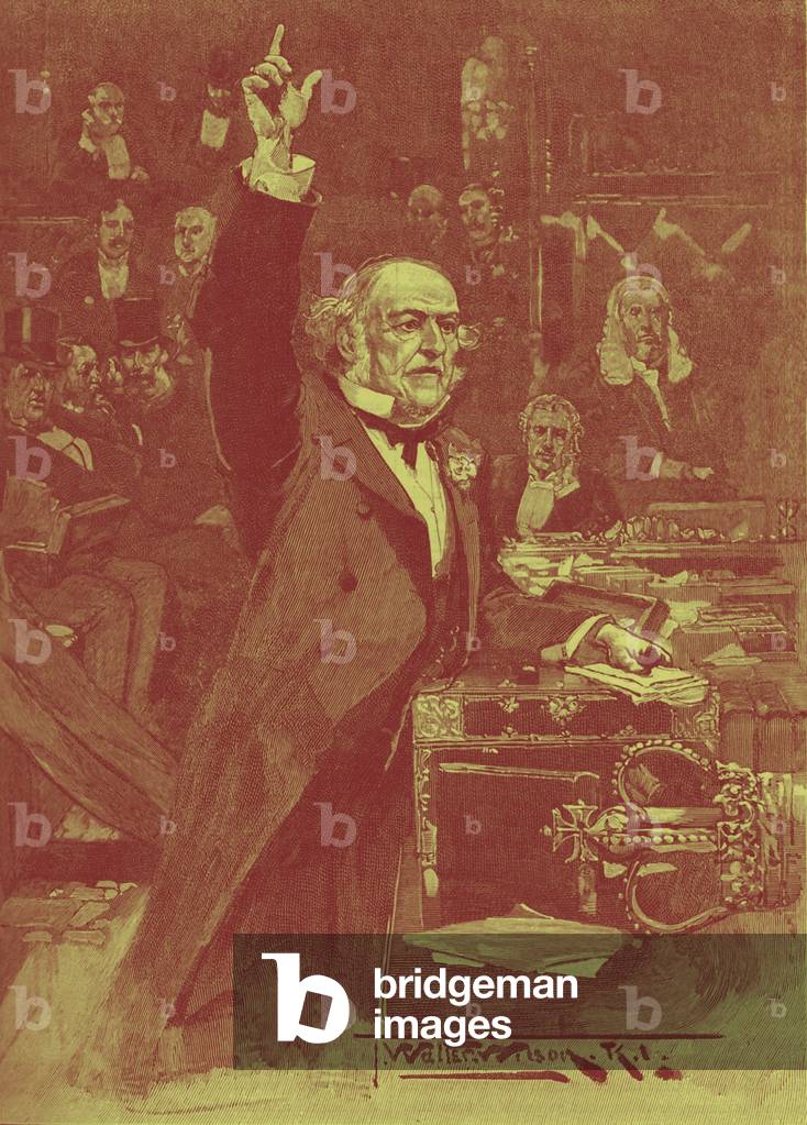 William Gladstone speaks for Home Rule Bill in 1886 (print)