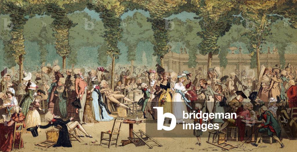 Palais Royal Garden in time of Louis XIV in France  (engraving)