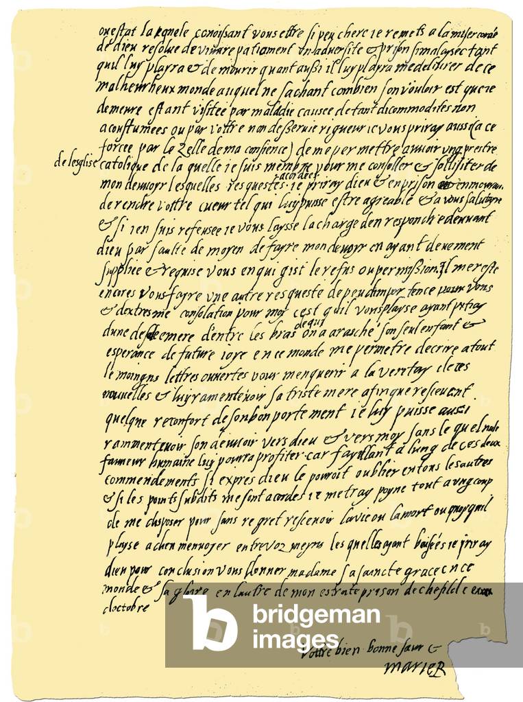 Autograph: Letter from Mary Queen of Scots 1571.